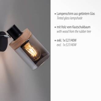 Wandlamp Pasqual zwart, helder