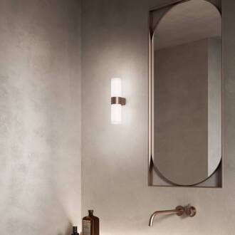 wandlamp Pastilla, brons, hoogte 36 cm, glas brons, wit