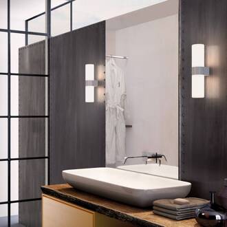 wandlamp Pastilla, wit, hoogte 36 cm, glas wit mat