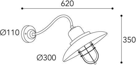 Wandlamp Patio Cage 3301 messing antiek/helder antiek-messing, helder
