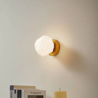 wandlamp Piatra, opaal/messing, glas, Ø 16 cm, G9 Wit, messing