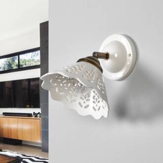 Wandlamp PIZZO wit, messing