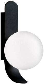 Wandlamp Polina, bolkap van glas, zwart zwart, wit