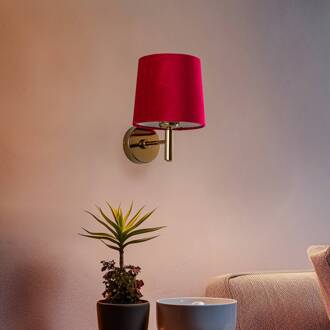 Wandlamp Polo, textiel kap, messing/roze messing, roze