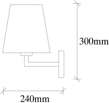 Wandlamp profiel, zwart/crème, metaal/stof, hoogte 30 cm zwart, crème