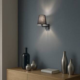 Wandlamp profiel, zwart, metaal/stof, hoogte 30 cm