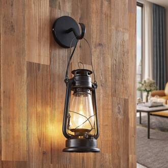 wandlamp Raisa, roestkleurig, metaal, lantaarn, E14 roestkleurig, helder