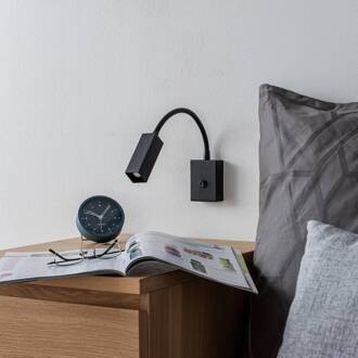 Wandlamp Raisio, flexibele arm, zwart