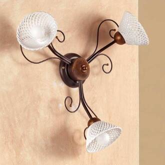 Wandlamp Retina wit, brons