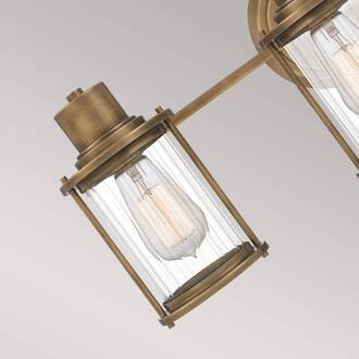 Wandlamp Riggs IP44, brons antiek, 3-lamps oud messing, helder