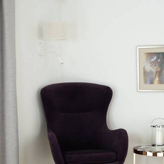 Wandlamp Roller, bouclé, wit/crème, leeslampje wit, crème