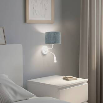 Wandlamp Roller, koord mint, wit, met leeslampje mintgroen, wit