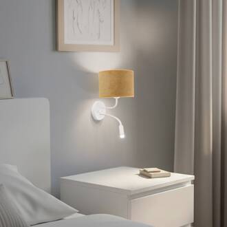 Wandlamp Roller, snoer, wit/mosterdgeel, leeslampje wit, mosterdgeel