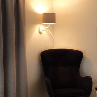 Wandlamp Roller, Soro lichtgrijs, wit, met leeslampje