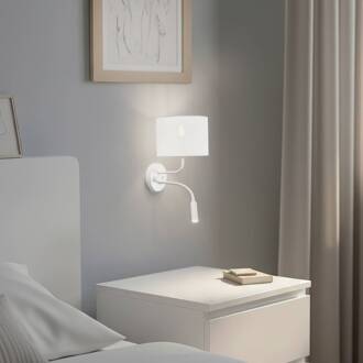 Wandlamp roller, wit, stof, leeslampje