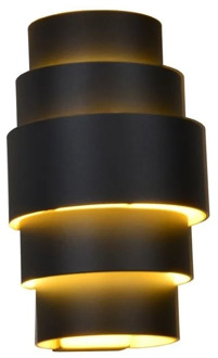 Wandlamp Rolls H 22 cm zwart goud Zilverkleurig