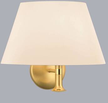 Wandlamp Royce met klassieke kap crème messing mat, messing blank, crème