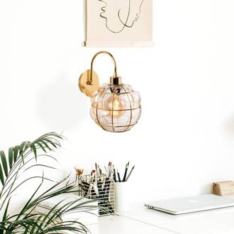 Wandlamp Safderun 402-A, goud, kap helder glas goud, helder