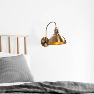 Wandlamp Saglam, oud messing, hoogte 36 cm, metaal goud