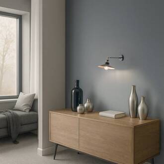 Wandlamp Saglam, zwart/goud, conisch, hoogte 20 cm, E27 zwart, goud