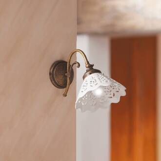 Wandlamp Semino met keramiek lampenkap brons, wit