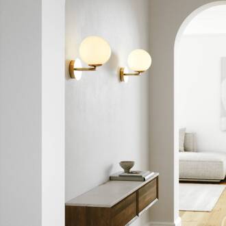 Wandlamp Shapes met glazen kap, wit/messing wit, messing, zwart