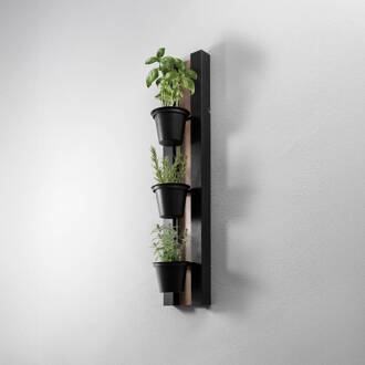 Wandlamp Shelf, zwart/houtkleurig staalhout, 90cm hoog zwart, hout