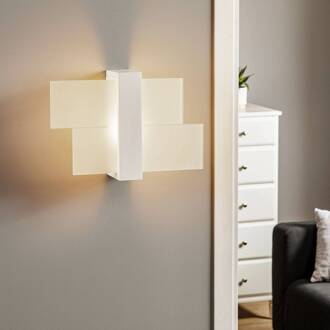 Wandlamp Shifted 1, glas, wit opaalwit, wit