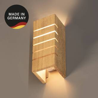 Wandlamp Shine-Wood, breedte 10 cm, E14, eiken/wit, hout eikenhout, wit