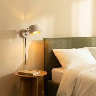 wandlamp Silka, 14 cm, beige, flexibel, stekker