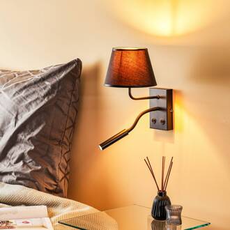 Wandlamp Soho, conisch, leeslampje zwart/goud zwart, goud