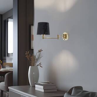 Wandlamp Solo, kegelvormig, velours, zwart/goud zwart, glanzend goud