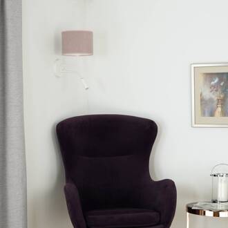 Wandlamp Soro, wit/roze, leeslampje wit, roze