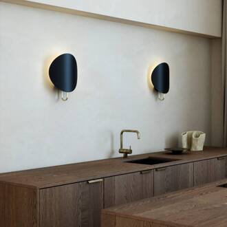 Wandlamp Spargo, indirect licht, zwart/goud zwart, messing