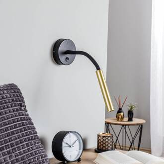 Wandlamp Stalactite flexibele arm 1-lamp messing messing, zwart