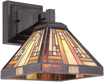 Wandlamp Stephen in Tiffany stijl brons, bont