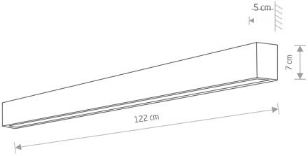 Wandlamp Straight L, 122 cm, grafiet