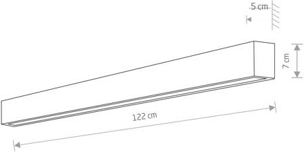 Wandlamp Straight L, 122 cm, wit