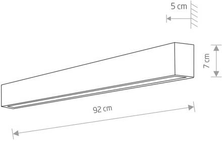 Wandlamp Straight M, 92 cm, wit