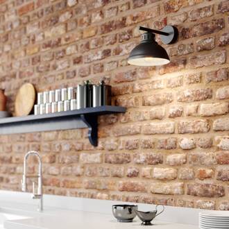 Wandlamp Sven, zwart, metaal, 1-lamp zwart, wit