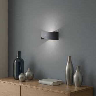 Wandlamp Tadhg, zwart, metaal, 35 cm breed, G9