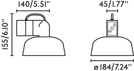 Wandlamp Tatawin, zwart, staal/glas, Ø 18,4 cm