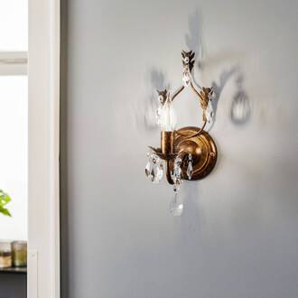 Wandlamp Teresa als luster, 1-lamp antiek brons, helder