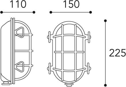 Wandlamp Tortuga 200.21, ovaal, nikkel/opaal nikkel, opaal