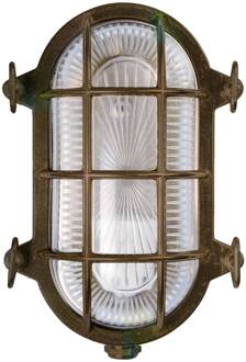 Wandlamp Tortuga ovaal 22,5cm messing ant./helder antiek-messing