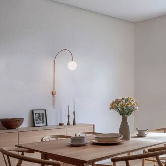 Wandlamp Una, metaal, glas, koraalrood koraalrood, wit