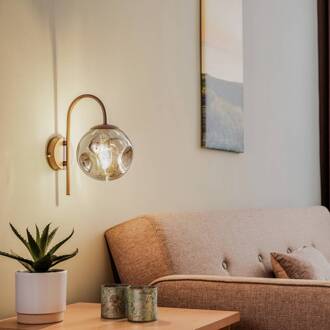 wandlamp Valentina, E14, rookgrijs, glas, 28,6 cm rookgrijs, koffie