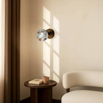 wandlamp Valentina, grijs/zwart, glas, Ø 10 cm grijs, zwart