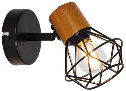 Wandlamp Vega met kooikap zwart