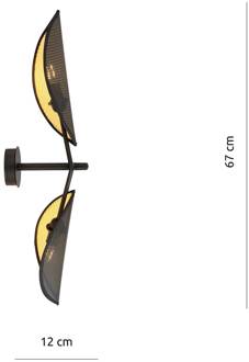 Wandlamp Vene, zwart/goud, 2-lamps zwart, goud